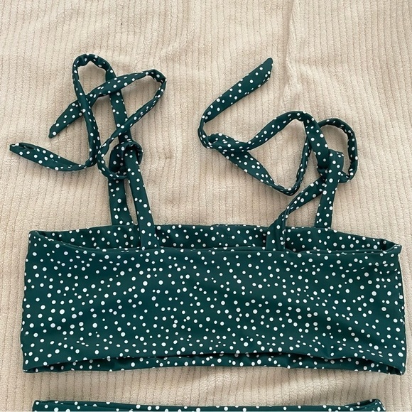 High Waisted Bikini Size M Polka Dots Green & White Stretchy Great Condition - Picture 6 of 10